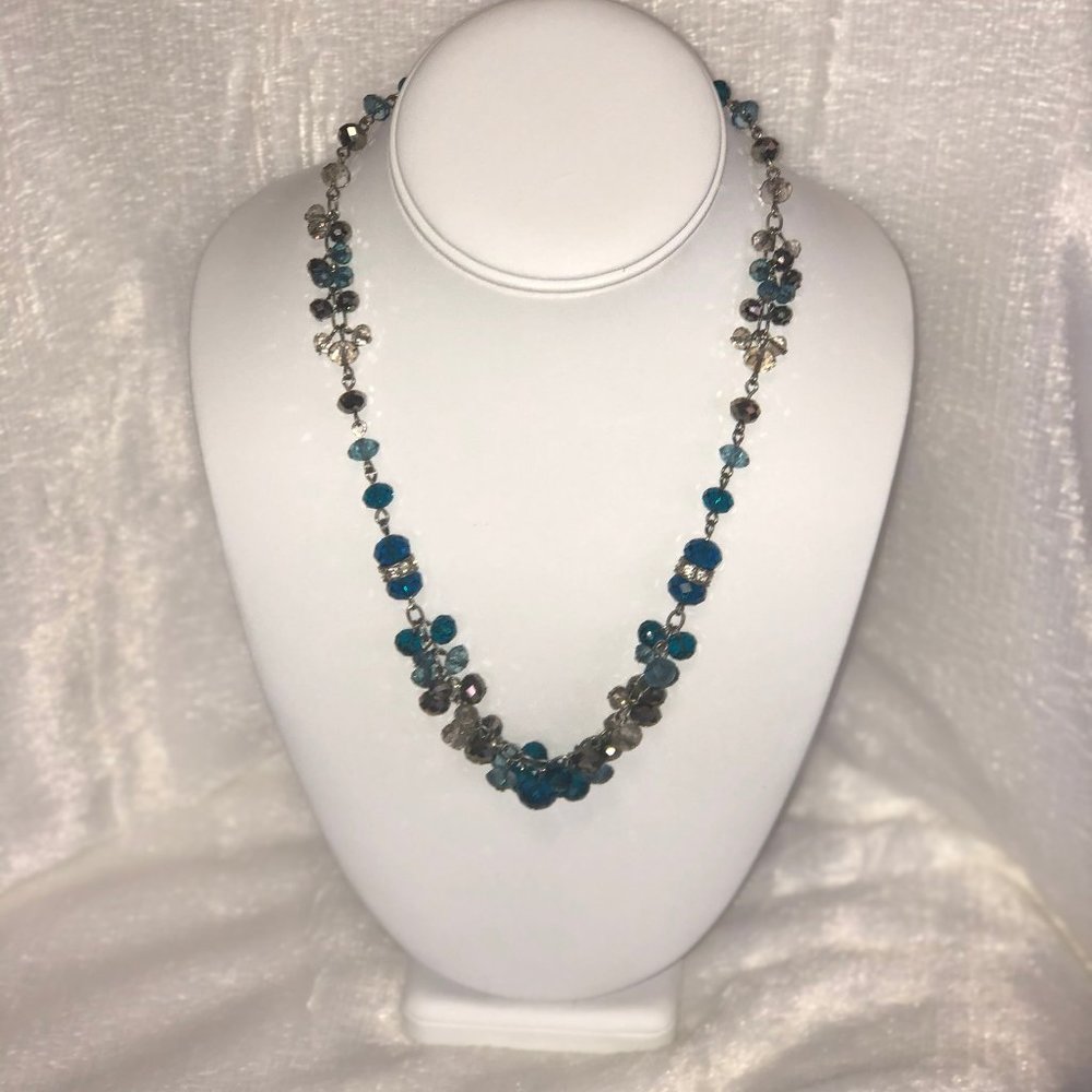 Blue Crystal Beaded Necklace